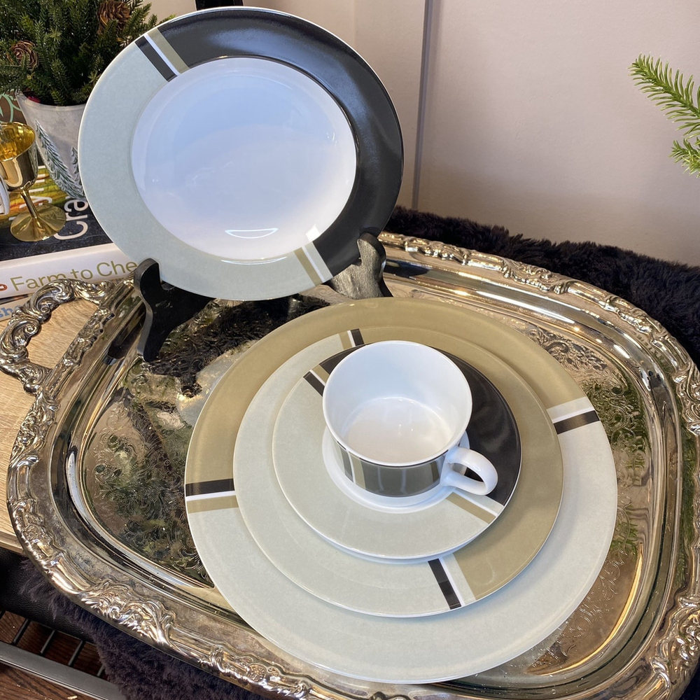 Vintage Studio Nova HIGH SOCIETY Dinner, Soup bowl Dessert Plate Cup and Saucer
